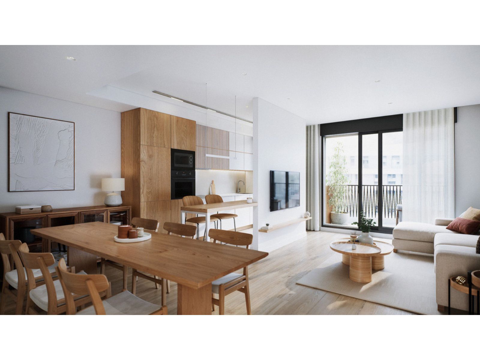 06 modern open plan living room with balcony view